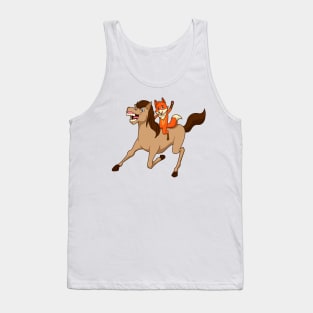 Cartoon fox riding horse Tank Top